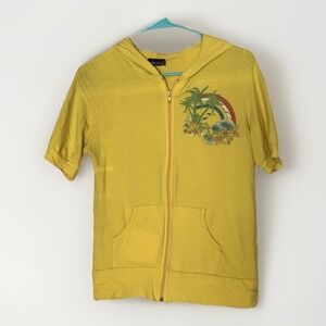 Vintage Y2K 90s Wet Seal Hoodie‎ Large Yellow S/S Hawaii California Beach